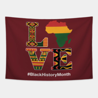 LOVE Black History Month Africa Map Black Women Afro Queen Tapestry