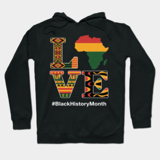 LOVE Black History Month Africa Map Black Women Afro Queen Hoodie