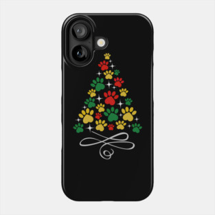 Dog Christmas Paw Print Dogs Cat Christmas Tree Cats Phone Case