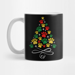 Dog Christmas Paw Print Dogs Cat Christmas Tree Cats Mug