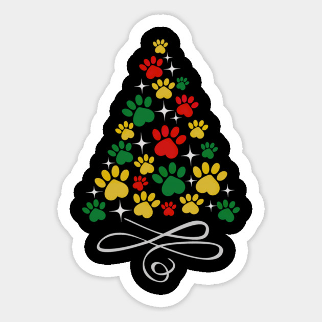 Dog Christmas Paw Print Dogs Cat Christmas Tree Cats Sticker by yangho