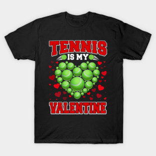 Tennis Is My Valentine Tennis Ball Heart Valentines Day Boys T-Shirt