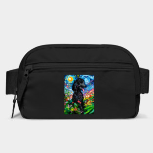 Black Poodle Starry Night with Flowers Bag