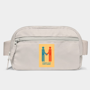 Synergy Is My Spirit Animal Design with Teal-Orange Handshake and Minimalist Unity Vibe Bag