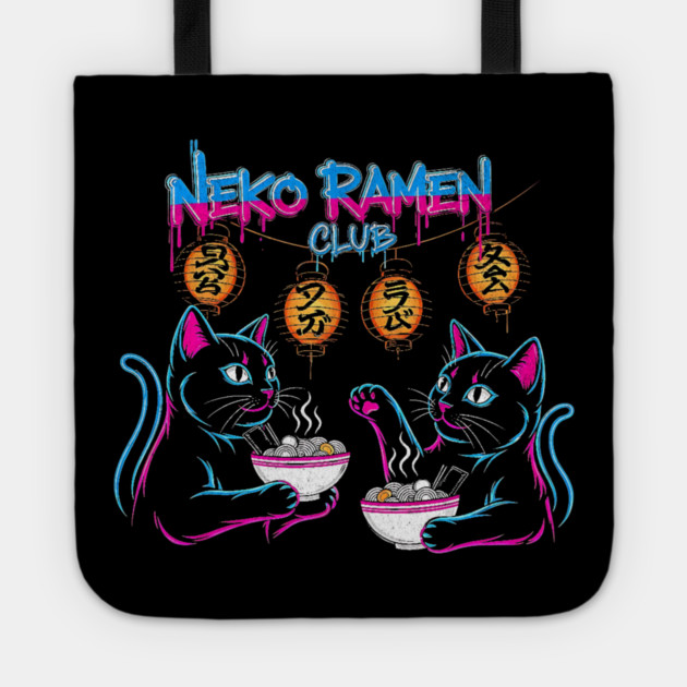 Neko Ramen Club Neon Cats Tote by Designed By Marty