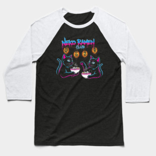 Neko Ramen Club Neon Cats Baseball T-Shirt
