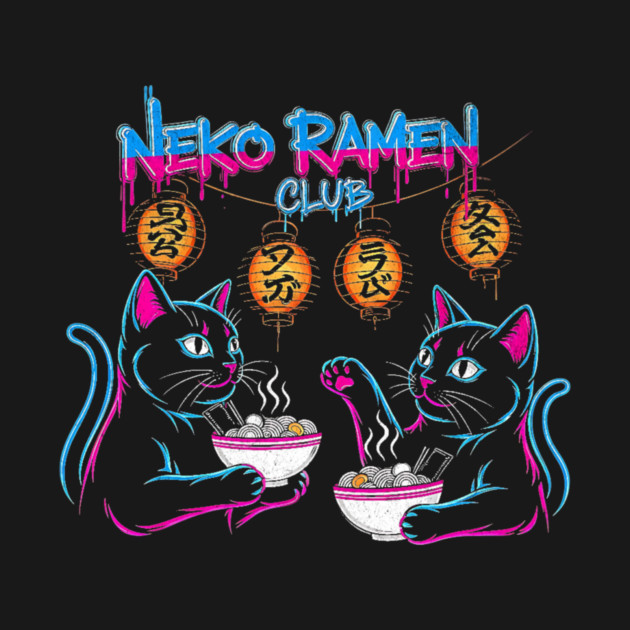 Neko Ramen Club Neon Cats by Designed By Marty
