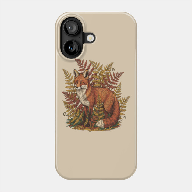 Vintage Red Fox Among Golden Autumn Ferns Phone Case by BirdsnStuff
