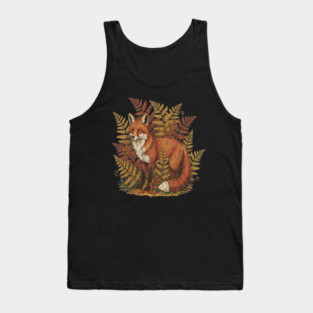 Vintage Red Fox Among Golden Autumn Ferns Tank Top