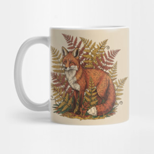 Vintage Red Fox Among Golden Autumn Ferns Mug