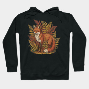 Vintage Red Fox Among Golden Autumn Ferns Hoodie