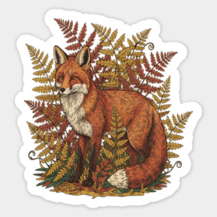 Vintage Red Fox Among Golden Autumn Ferns Magnet