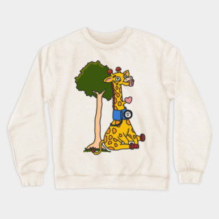 Tall Problems – Giraffe Blood Pressure Trivia Cartoon Crewneck Sweatshirt