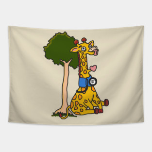 Tall Problems – Giraffe Blood Pressure Trivia Cartoon Tapestry