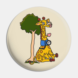 Tall Problems – Giraffe Blood Pressure Trivia Cartoon Pin