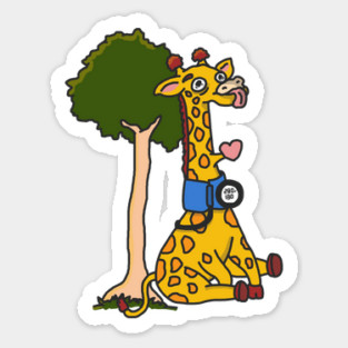 Tall Problems – Giraffe Blood Pressure Trivia Cartoon Sticker