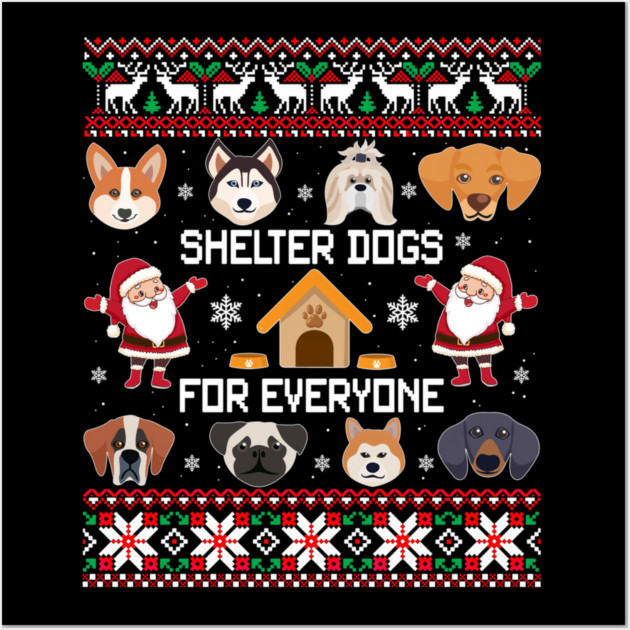 Dogs Ugly Christmas Cute Dog Wall Art by yangho