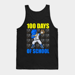 Kids 100 Days Baseball Player School Milestone Fun Tank Top