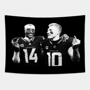 Vintage Bo Nix Courtland Sutton Step Brothers Denver Football Tapestry