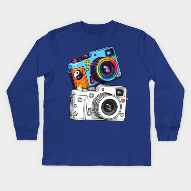 Kawaii Retro Cameras Kids Long Sleeve T-Shirt by enrynz