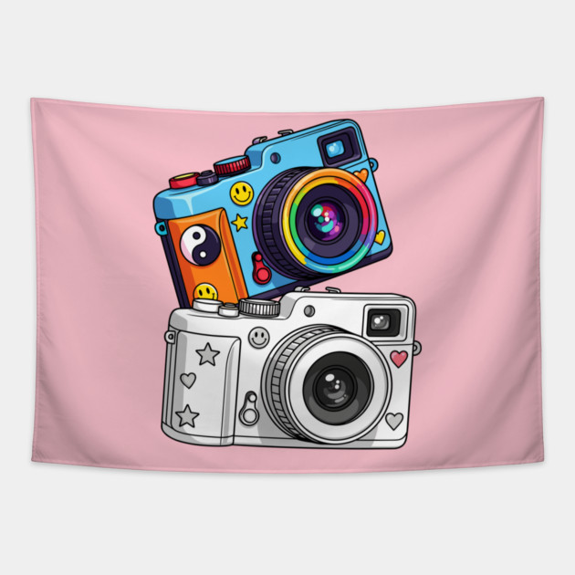 Kawaii Retro Cameras Tapestry by enrynz