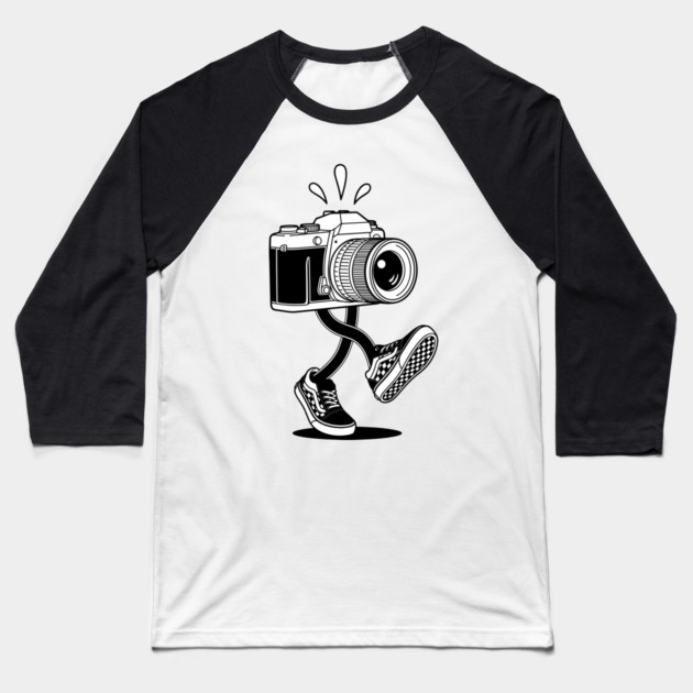 Groovy Retro Camera Baseball T-Shirt by enrynz
