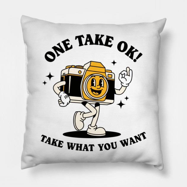 One Take OK! Sassy Cartoon Camera Pillow by enrynz