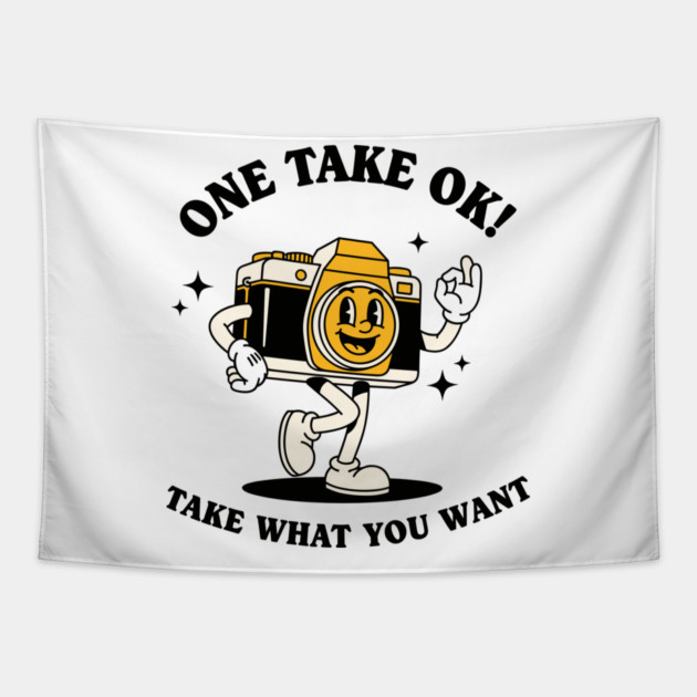 One Take OK! Sassy Cartoon Camera Tapestry by enrynz