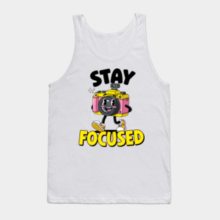 Stay Focused! Cute Cartoon Camera Motivation Tank Top