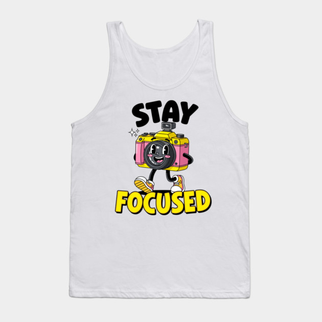 Stay Focused! Cute Cartoon Camera Motivation Tank Top by enrynz