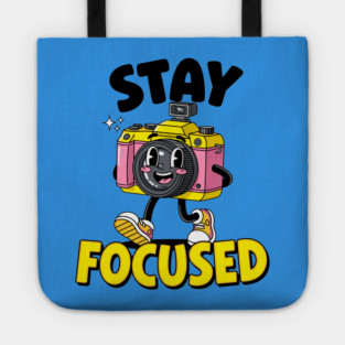 Stay Focused! Cute Cartoon Camera Motivation Tote