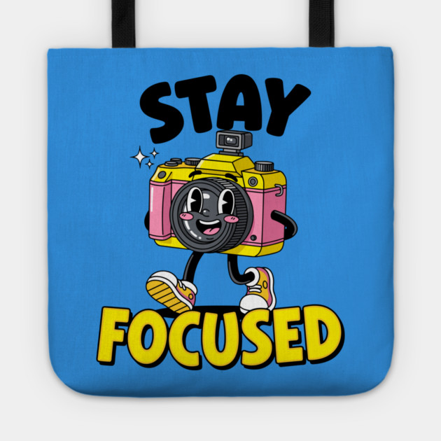 Stay Focused! Cute Cartoon Camera Motivation Tote by enrynz