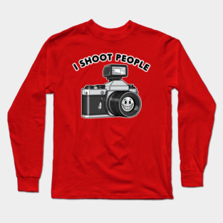 'I Shoot People' Vintage Camera Pun Long Sleeve T-Shirt