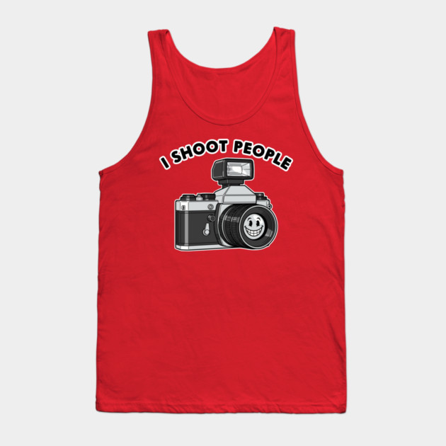 'I Shoot People' Vintage Camera Pun Tank Top by enrynz