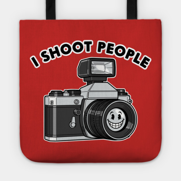 'I Shoot People' Vintage Camera Pun Tote by enrynz