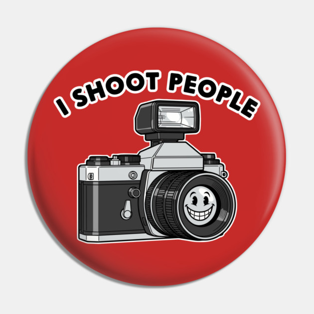 'I Shoot People' Vintage Camera Pun Pin by enrynz