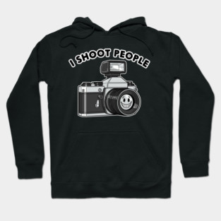 'I Shoot People' Vintage Camera Pun Hoodie