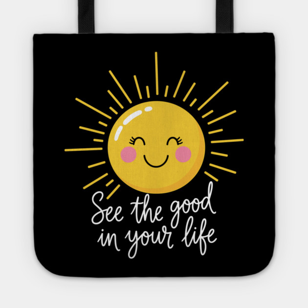 Smiling Sun: Spread Positivity Tote by enrynz