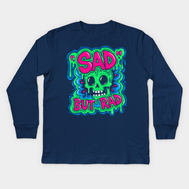 Sad But Rad Skull Kids Long Sleeve T-Shirt by enrynz