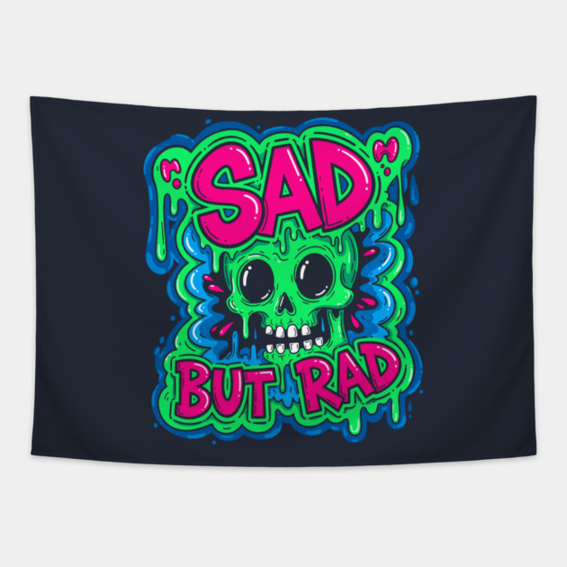 Sad But Rad Skull Tapestry by enrynz