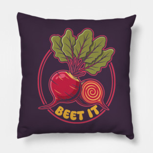 Beet It Funny Veggie Pillow