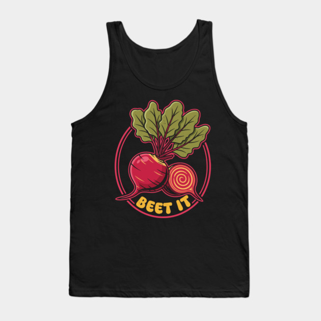 Beet It Funny Veggie Tank Top by enrynz