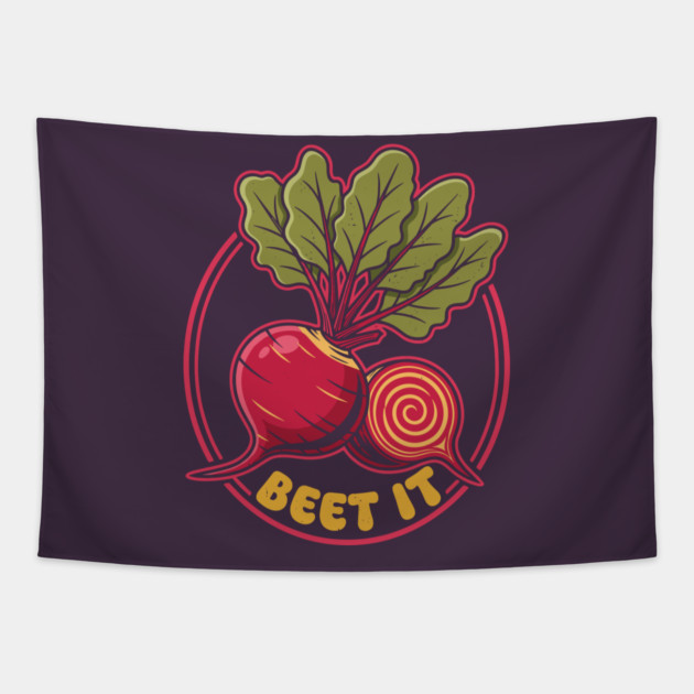 Beet It Funny Veggie Tapestry by enrynz
