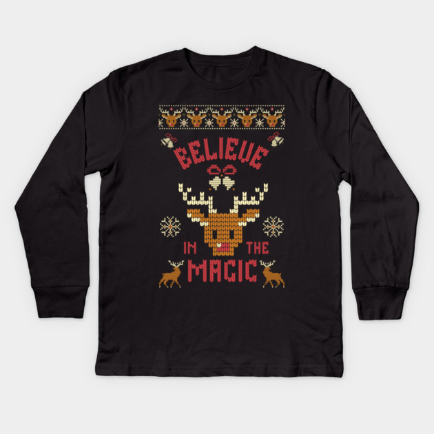 Believe in the Magic Christmas Tee Kids Long Sleeve T-Shirt by TurnEffect