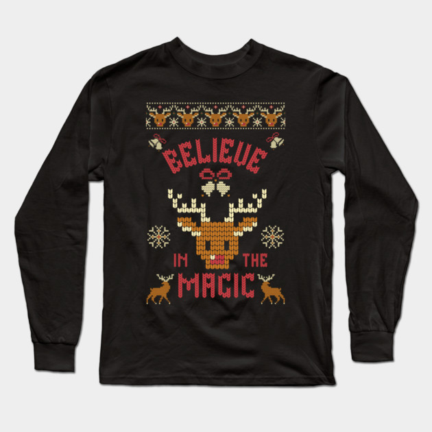 Believe in the Magic Christmas Tee Long Sleeve T-Shirt by TurnEffect