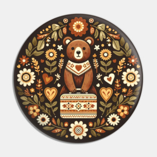 Boarding School Bear with Heart Suitcase – Scandinavian Folk Art Back to School Design © heidiannemorris Pin