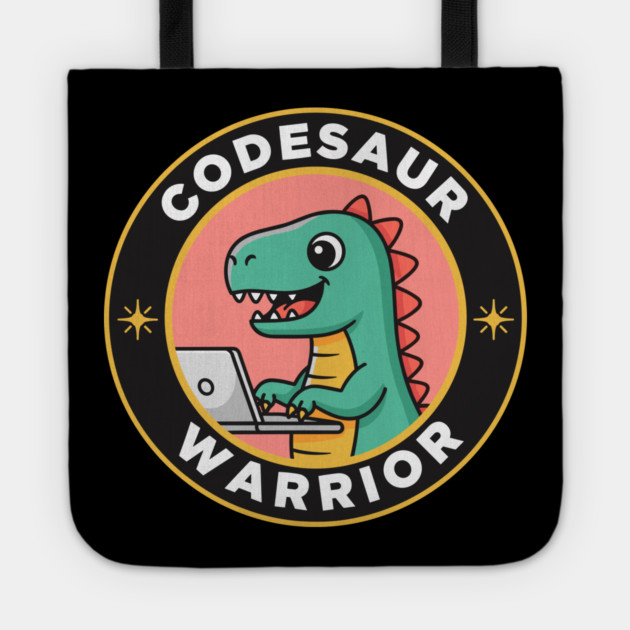 Cute T-Rex Coder Dinosaur Tote by enrynz