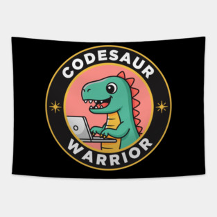Cute T-Rex Coder Dinosaur Tapestry