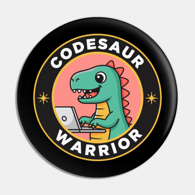 Cute T-Rex Coder Dinosaur Pin by enrynz
