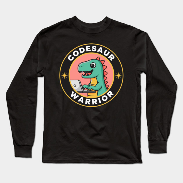 Cute T-Rex Coder Dinosaur Long Sleeve T-Shirt by enrynz